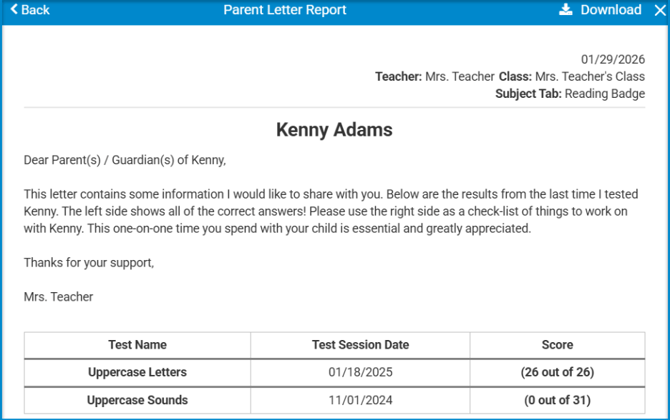 A screenshot of a parent letter report
AI-generated content may be incorrect.