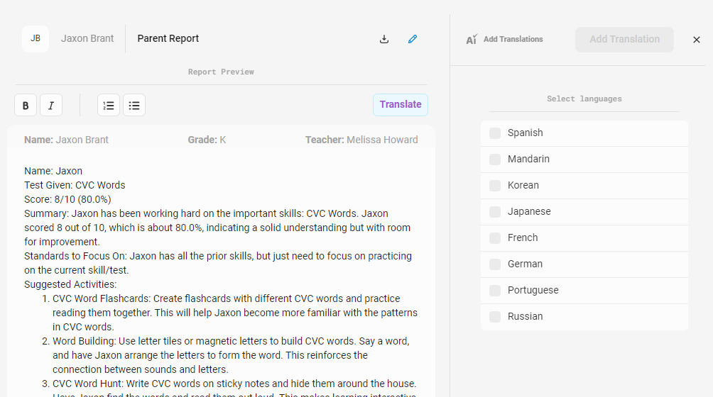 translation options translation options